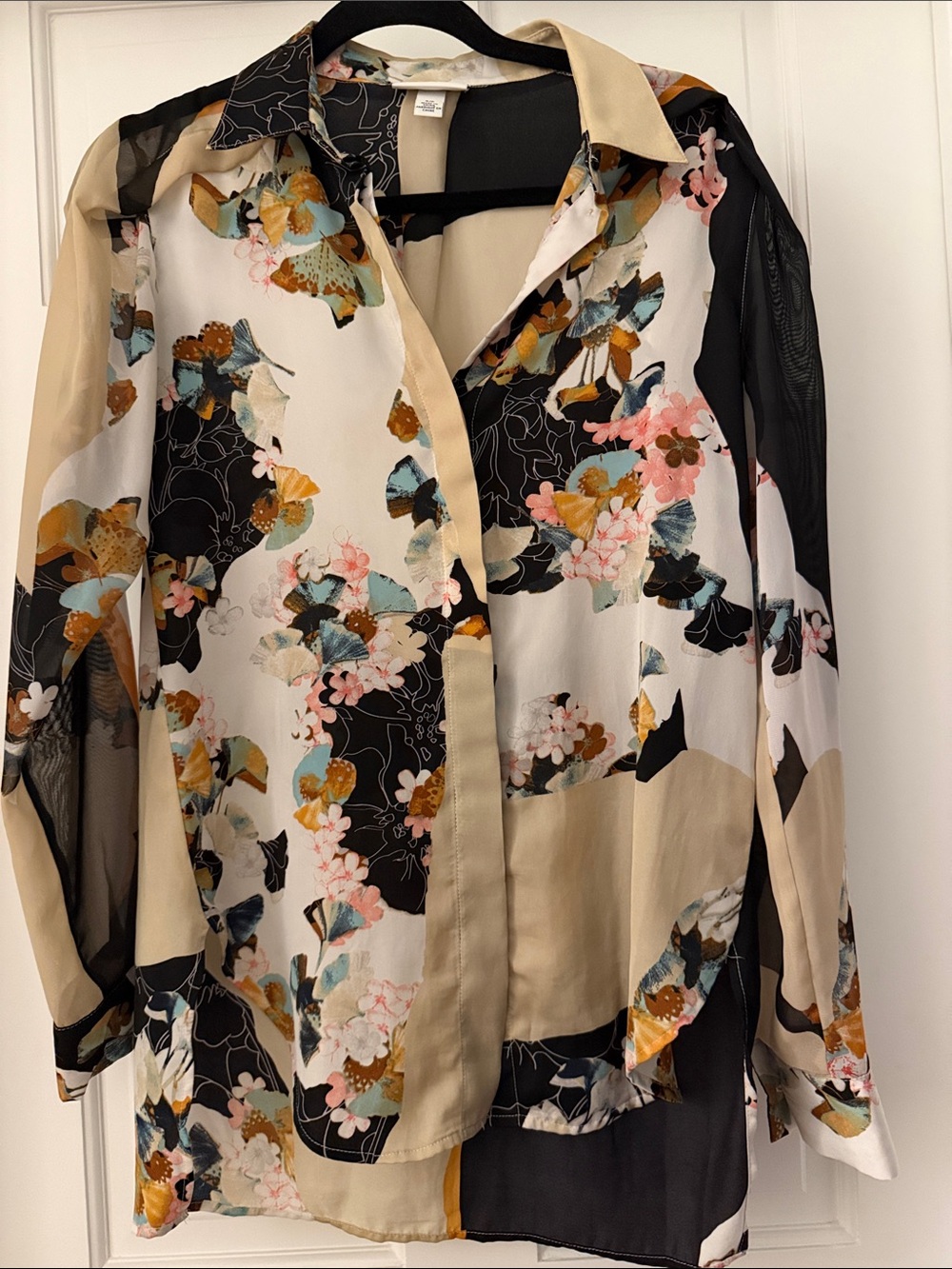 3.1 Phillip Lim Beige Black Multi Floral Patchwork Button-Down Shirt